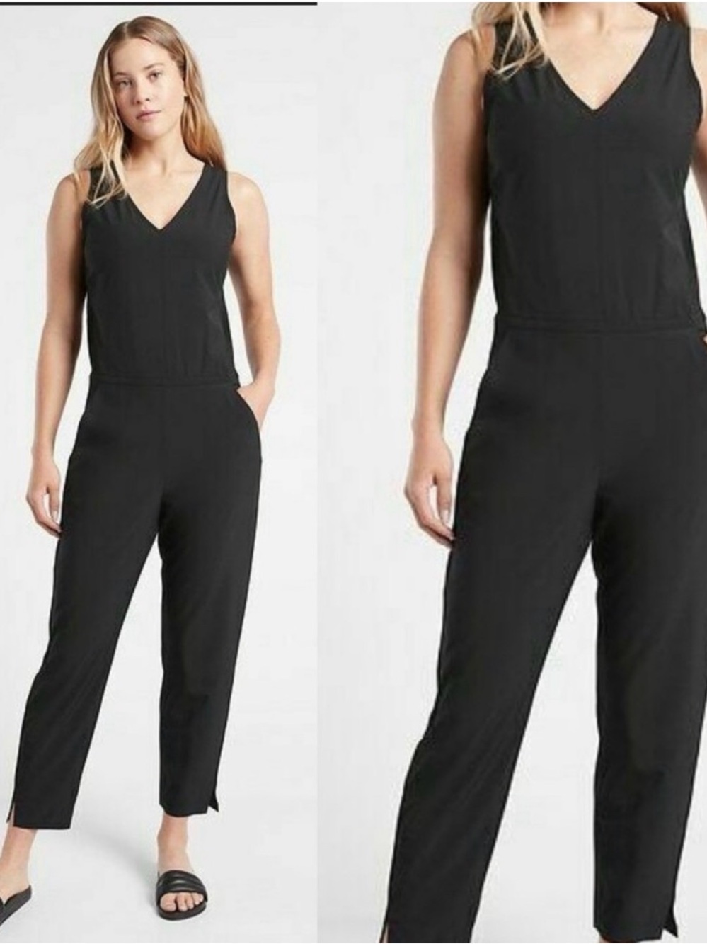 Athleta Brooklyn V-Neck Black Jumpsuit